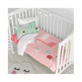 Set di copripiumino HappyFriday Moshi Moshi Hola Multicolore Culla Neonato 2 Pezzi