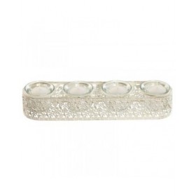 Portacandele Home ESPRIT Crema Metallo Cristallo 31 x 7 x 5 cm