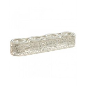 Portacandele Home ESPRIT Crema Metallo Cristallo 31 x 7 x 5 cm