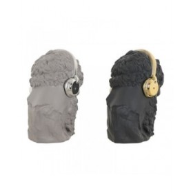 Statua Decorativa Home ESPRIT Nero Grigio Dorato Argentato Auricolari 14 x 10 x 17 cm (2 Unità)