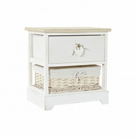 Cassettiera DKD Home Decor Bianco Naturale vimini Legno di paulownia 40 x 29 x 42,5 cm