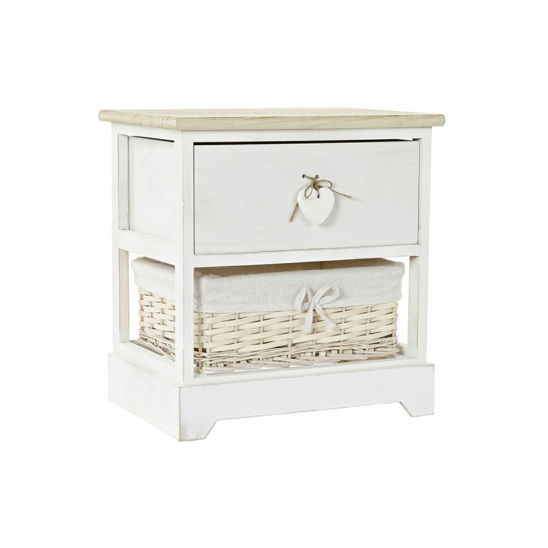 Cassettiera DKD Home Decor Bianco Naturale vimini Legno di paulownia 40 x 29 x 42,5 cm