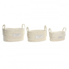 Set di Cestini DKD Home Decor Cotone Fibra (34 x 23 x 20 cm)