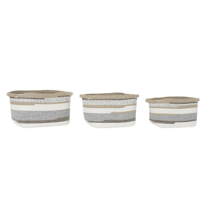 Set di Cestini DKD Home Decor Cotone Iuta (36 x 30 x 24 cm)