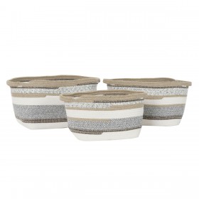 Set di Cestini DKD Home Decor Cotone Iuta (36 x 30 x 24 cm)