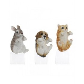 Statua Decorativa Home ESPRIT Bianco Marrone Grigio Arancio animali 9 x 9 x 15,5 cm (3 Unità)