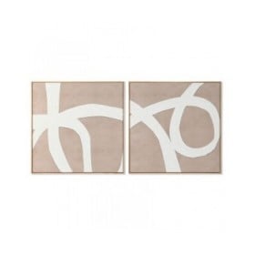 Quadro Home ESPRIT Bianco Beige Astratto 103 x 4,3 x 103 cm (2 Unità)