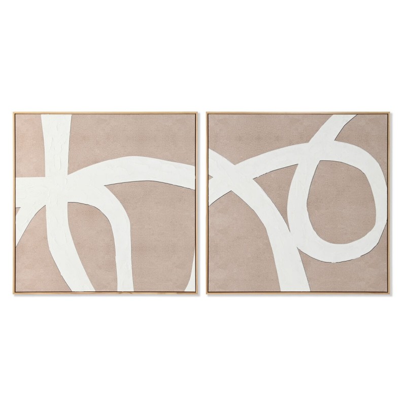 Quadro Home ESPRIT Bianco Beige Astratto 103 x 4,3 x 103 cm (2 Unità)