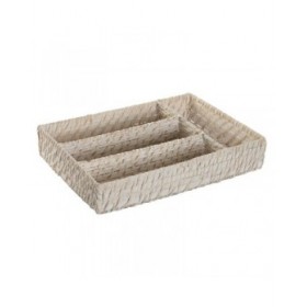 Vassoio Portaposate Home ESPRIT Bianco Naturale Bambù 34 x 24 x 6 cm