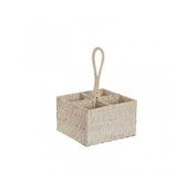 Cestello per posate Home ESPRIT Bianco Naturale Bambù 19 x 19 x 27 cm