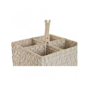 Cestello per posate Home ESPRIT Bianco Naturale Bambù 19 x 19 x 27 cm