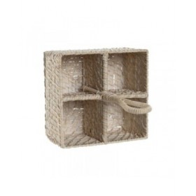 Cestello per posate Home ESPRIT Bianco Naturale Bambù 19 x 19 x 27 cm