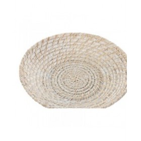 Centrotavola Home ESPRIT Bianco Naturale Bambù Rattan 35 x 35 x 8 cm (2 Pezzi)