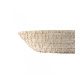 Centrotavola Home ESPRIT Bianco Naturale Bambù Rattan 35 x 35 x 8 cm (2 Pezzi)