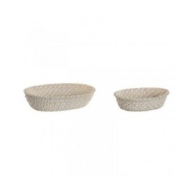Set di Cestini Home ESPRIT Bianco Naturale Bambù Rattan 29 x 22 x 7 cm