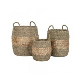 Set di Cestini Home ESPRIT Naturale Giacinto d'acqua Tropicale (3 Pezzi)