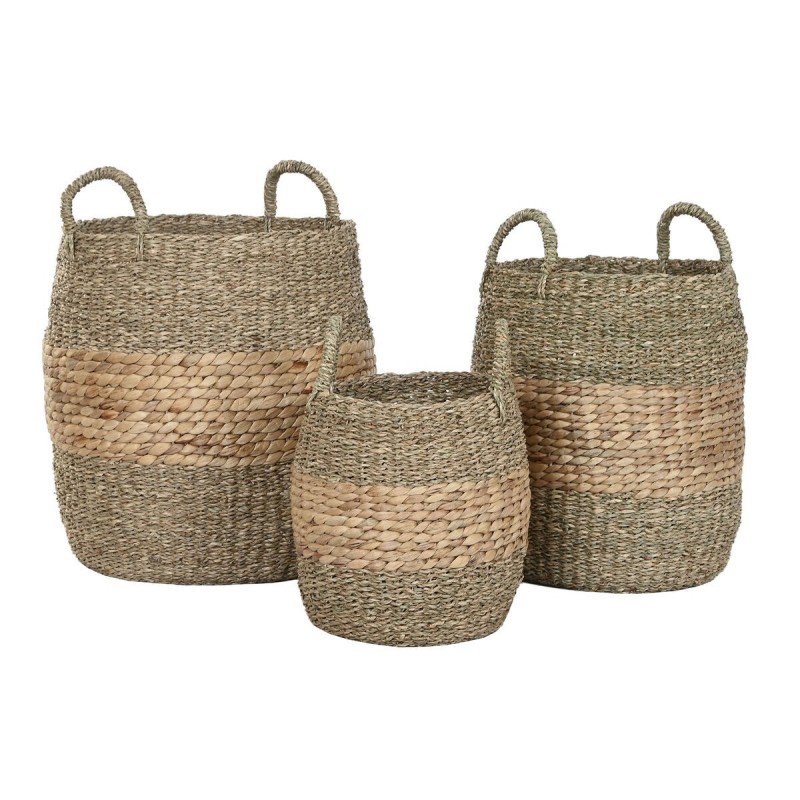 Set di Cestini Home ESPRIT Naturale Giacinto d'acqua Tropicale (3 Pezzi)