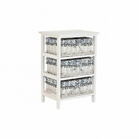 Cassettiera DKD Home Decor Azzurro Bianco vimini Legno di paulownia 40 x 29 x 59 cm