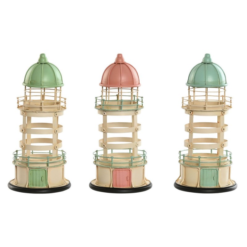 Statua Decorativa Home ESPRIT Azzurro Verde Rosa 13 x 13 x 27,5 cm (3 Unità)
