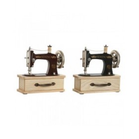 Statua Decorativa Home ESPRIT Nero Bordeaux Naturale Vintage 23 x 12 x 23,5 cm (2 Unità)