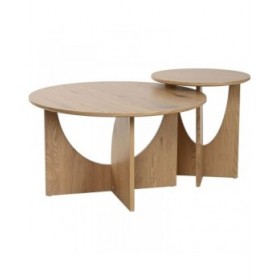 Set di 2 tavoli Home ESPRIT Naturale 75 x 75 x 45 cm