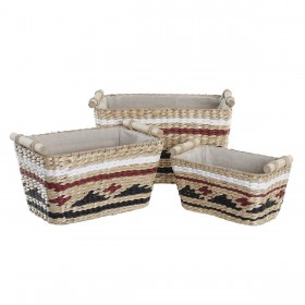 Set di Cestini DKD Home Decor Poliestere Coloniale Fibra (39 x 27 x 24 cm)