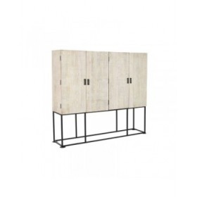 Armadio Home ESPRIT Bianco Nero Metallo Legno di mango 180 x 40 x 160 cm