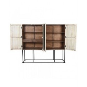 Armadio Home ESPRIT Bianco Nero Metallo Legno di mango 180 x 40 x 160 cm
