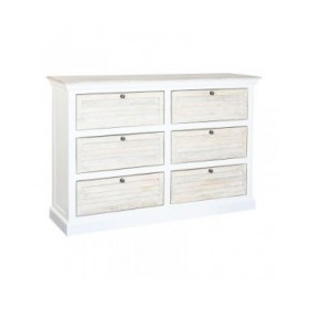 Cassettiera Home ESPRIT Bianco Naturale 150 x 40 x 100 cm