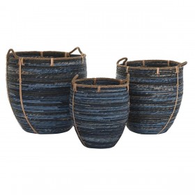 Set di Cestini DKD Home Decor Blu Marino 56 x 56 x 60 cm
