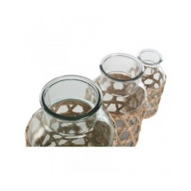 Vaso Home ESPRIT Naturale Cristallo 18,3 x 18,3 x 30 cm (3 Pezzi)