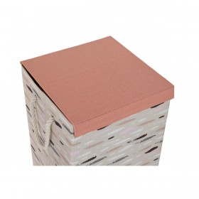 Cesto per i Panni Sporchi DKD Home Decor Con coperchio 36 x 36 x 55 cm Grigio Arancio (3 Unità)