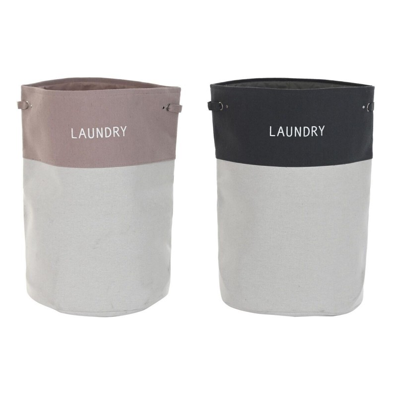 Cesto per i Panni Sporchi DKD Home Decor Nero Rosa Grigio 45 x 45 x 60 cm (2 Unità)