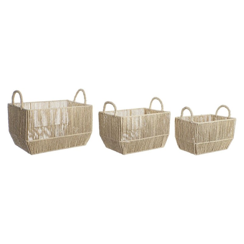 Set di Cestini DKD Home Decor Metallo Fibra naturale (40 x 30 x 25 cm)