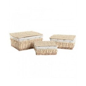 Cesto per i Panni Sporchi Home ESPRIT Naturale vimini Shabby Chic 42 x 33 x 20 cm 3 Pezzi