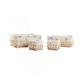 Cesto per i Panni Sporchi Home ESPRIT Naturale vimini Shabby Chic 36 x 25 x 16 cm 4 Pezzi