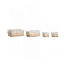 Cesto per i Panni Sporchi Home ESPRIT Naturale vimini Shabby Chic 36 x 25 x 16 cm 4 Pezzi
