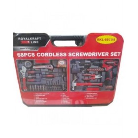 Set di Attrezzi Royal Kraft Trapano con cacciavite 23 nm 1,5 Ah 12 V 68 Pezzi