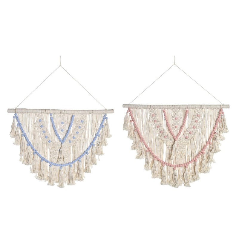 Decorazione da Parete DKD Home Decor 70 x 3 x 85 cm Azzurro Rosa Crema (2 Unità)