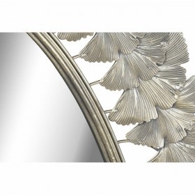 Specchio da parete DKD Home Decor Specchio Champagne Metallo Foglia della pianta (69 x 3,5 x 98,5 cm)