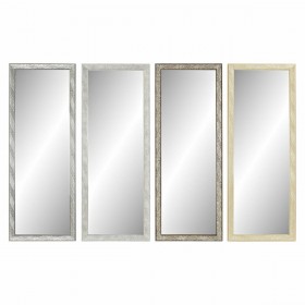 Specchio da parete DKD Home Decor 36 x 2 x 95,5 cm Cristallo Naturale Grigio Marrone Bianco polistirene Tropicale Foglia della p