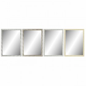 Specchio da parete DKD Home Decor 56 x 2 x 76 cm Cristallo Naturale Grigio Marrone Grigio scuro polistirene Tropicale Foglia del