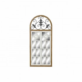 Specchio da parete DKD Home Decor Naturale Metallo MDF Finestre Bianco Grigio scuro (60 x 5 x 138 cm)
