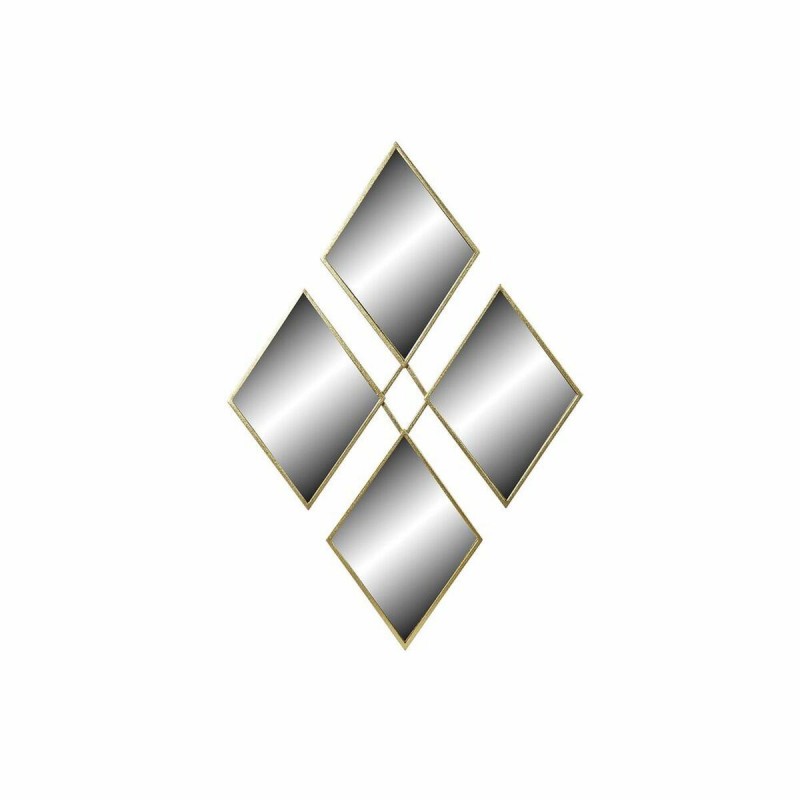 Specchio da parete DKD Home Decor Specchio Dorato Metallo Rombos (63 x 2 x 90 cm)