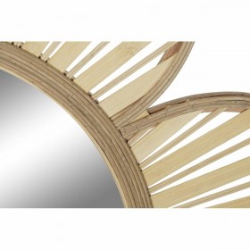 Specchio da parete DKD Home Decor Fiore Naturale Marrone 100 x 3 x 100 cm Bambù Bali
