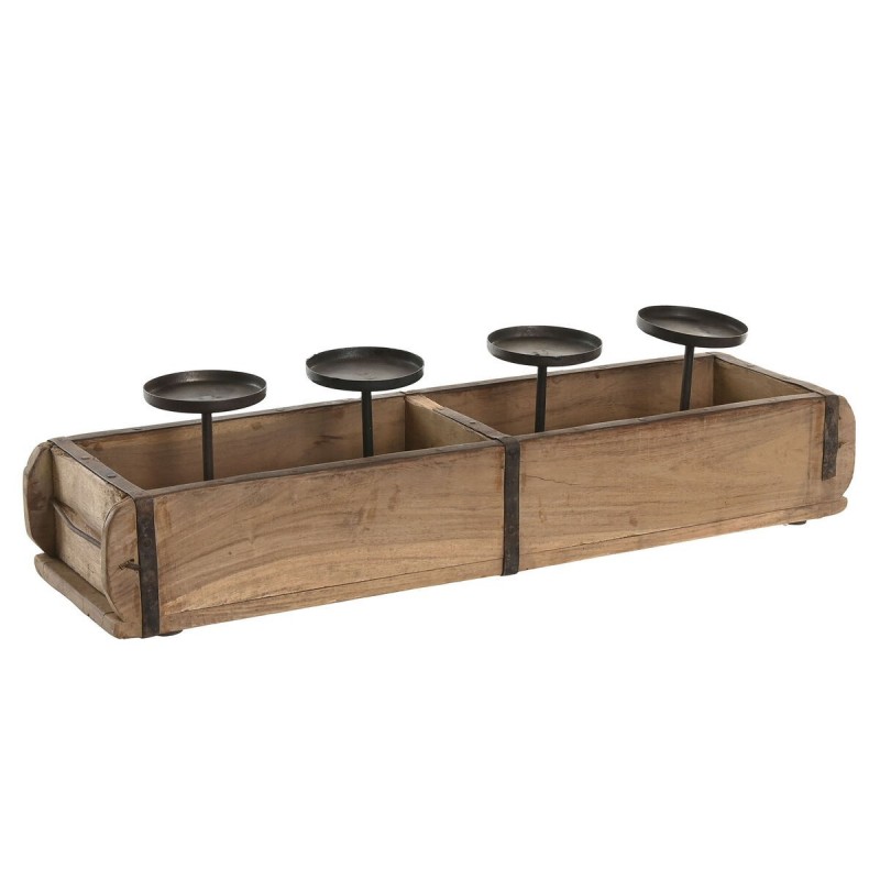 Portacandele Home ESPRIT Naturale Ferro Teca 60 x 15 x 14 cm