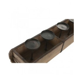 Portacandele Home ESPRIT Naturale Ferro Teca 60 x 15 x 14 cm