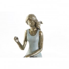 Statua Decorativa DKD Home Decor Azzurro Dorato Donna 13 x 8,5 x 17,5 cm