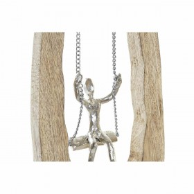 Statua Decorativa DKD Home Decor Marrone Argentato Naturale 18 x 9 x 62 cm (2 Unità)