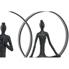 Statua Decorativa DKD Home Decor 23 x 10 x 27 cm Nero Marrone Yoga (2 Unità)